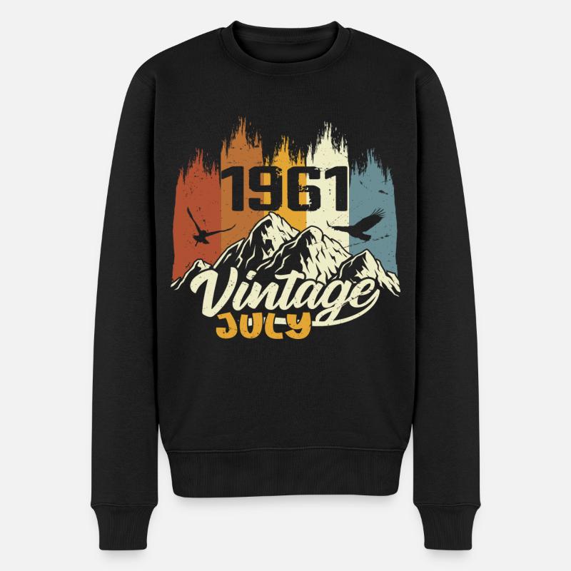 Vintage Juli 1961 Geburtstagsgeschenk Juli 1961 - Männer Premium Bio Pullover - Schwarz
