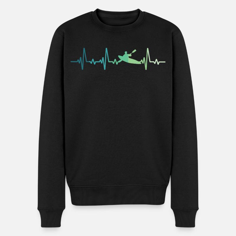 Kanu-Kajak-Heartbeat-Kanu - Männer Premium Bio Pullover - Schwarz