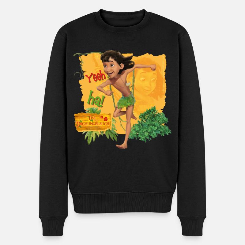 Das Dschungelbuch Mogli Am Rennen - Männer Premium Bio Pullover - Schwarz