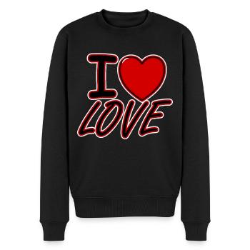 i love Love - Männer Premium Bio Pullover - Schwarz - Vorne - Nico (187cm)