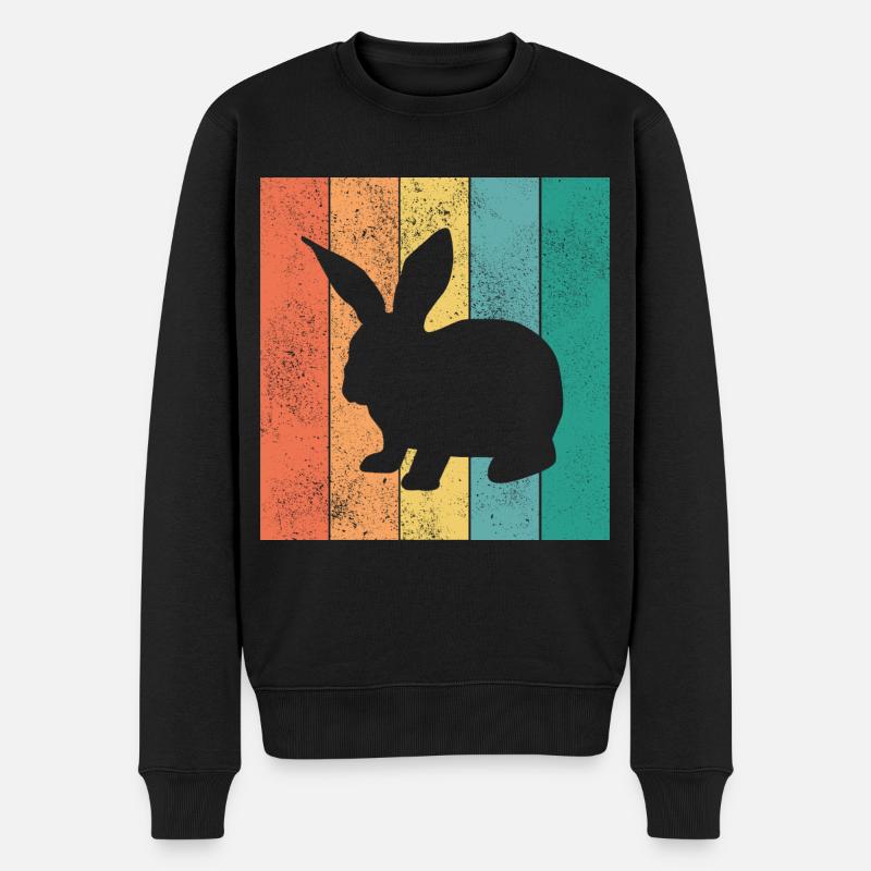 Hase Hasen Retro Kaninchen Osterhase Geschernk - Männer Premium Bio Pullover - Schwarz