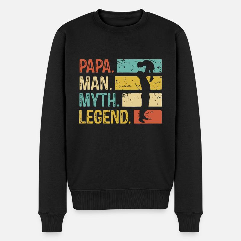 Papa man myth legend shirt - Männer Premium Bio Pullover - Schwarz