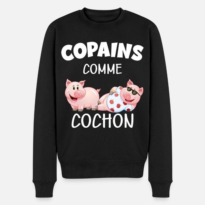 Copains comme cochon citaiton mon meilleur pote - Pull Premium bio Homme - noir