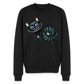 Blue Cheshire Cat - Men's Premium Organic Jumper - black - Front - Nico (187cm)