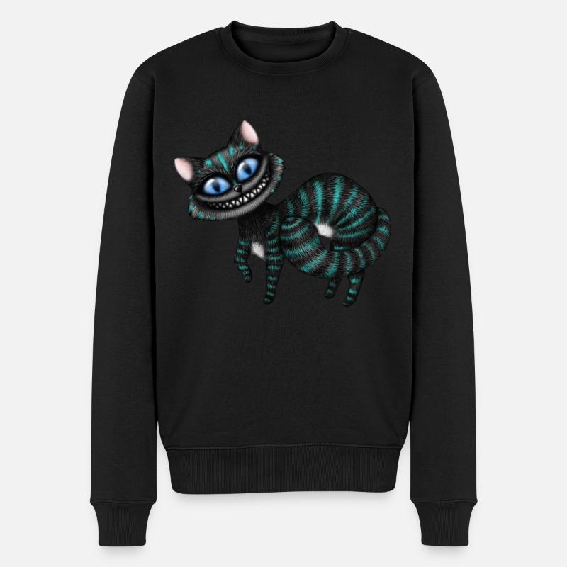 Blaue Cheshire Katze - Männer Premium Bio Pullover - Schwarz