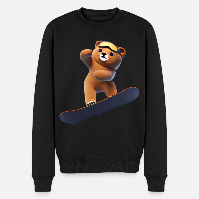 Snowboardender Bär - Männer Premium Bio Pullover - Schwarz