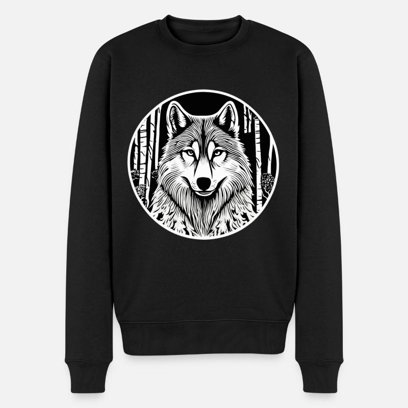 Loup noir et blanc - Pull Premium bio Homme - noir