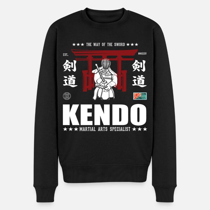 cooles Kendo Kampfsport Design mit Kanji - Männer Premium Bio Pullover - Schwarz