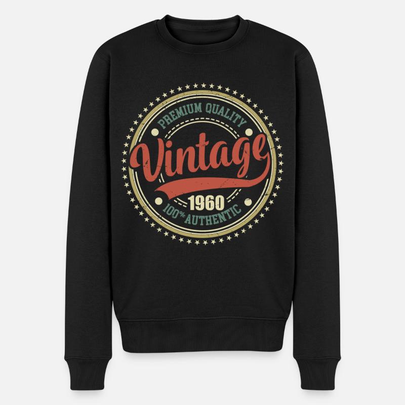 Vintage, 1960er, Retro, Geburtstag der 1960er Jahre - Männer Premium Bio Pullover - Schwarz