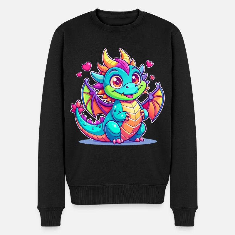 Farbenfroher Drache - Männer Premium Bio Pullover - Schwarz