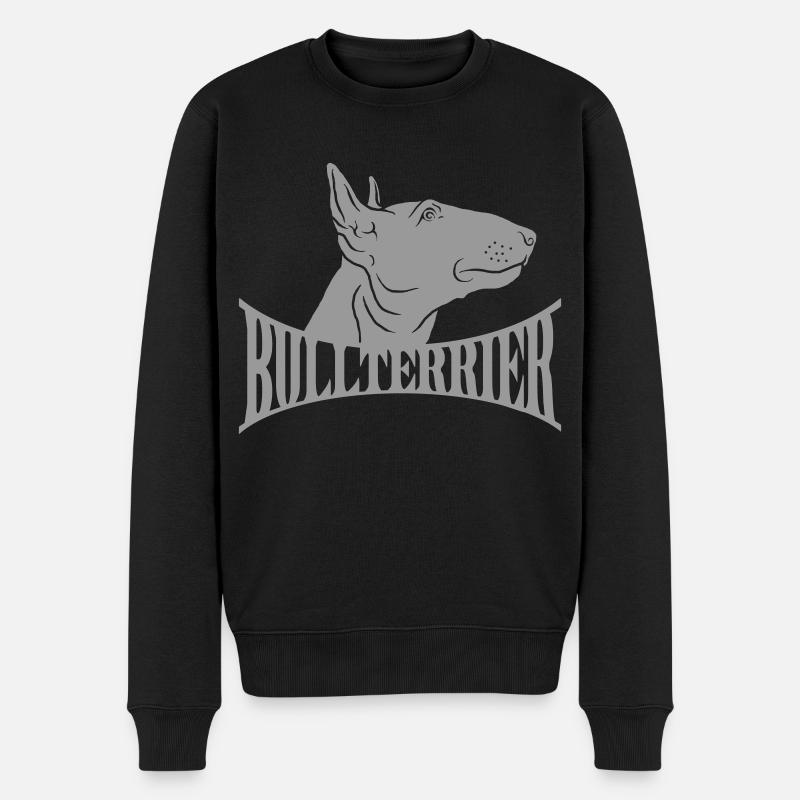 Bullterrier Kopf mit Schriftzug - Männer Premium Bio Pullover - Schwarz