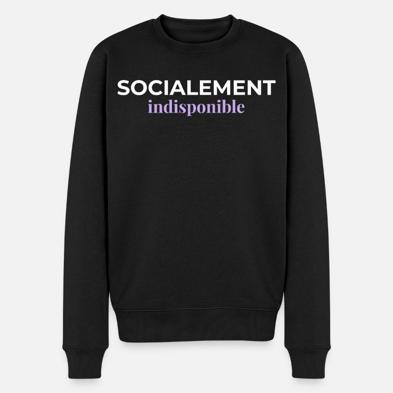Socialement Indisponible — Introverti - Pull Premium bio Homme - noir