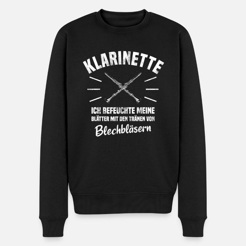 Klarinettenspieler Geschenk Klarinettist Klarinett - Männer Premium Bio Pullover - Schwarz