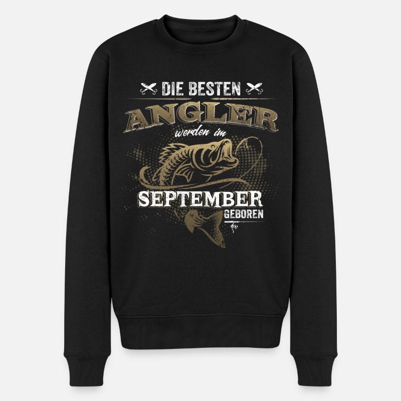 Die besten Angler werden im September geboren –Fun - Männer Premium Bio Pullover - Schwarz