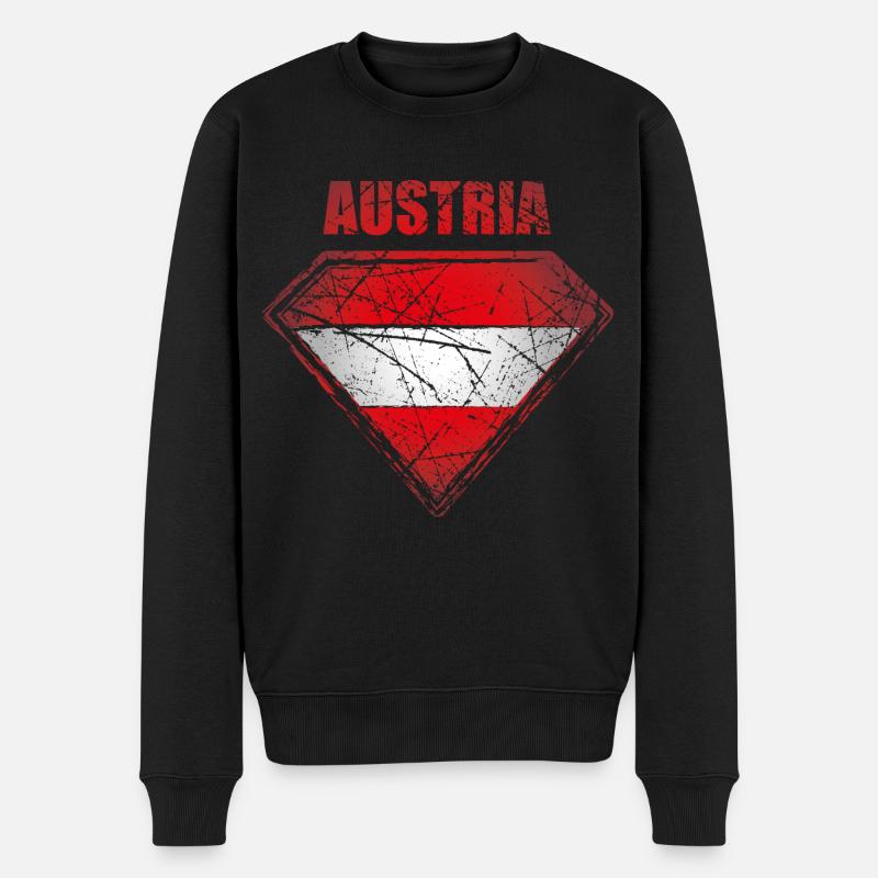 Autriche Super-héros Drapeau Symbole autrichien - Pull Premium bio Homme - noir
