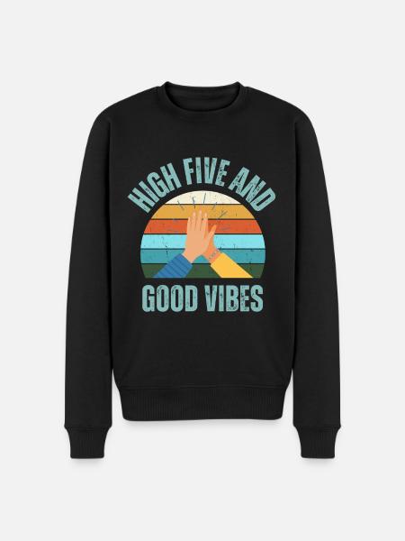 High Five and Good Vibes - Men's Premium Organic Jumper - black