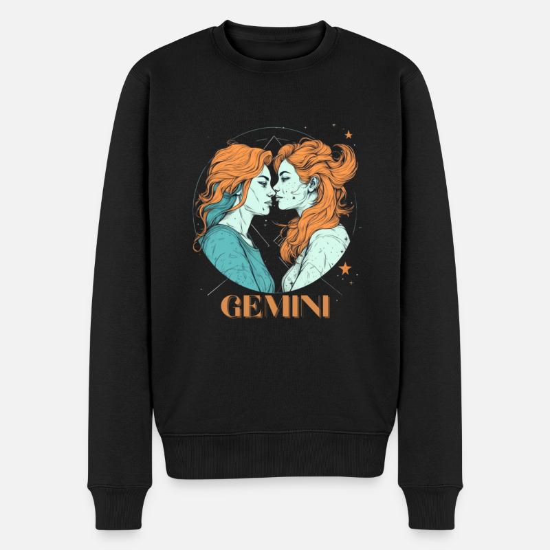 Sternzeichen Zwilling Lesbisch Gay Frauen Design - Männer Premium Bio Pullover - Schwarz