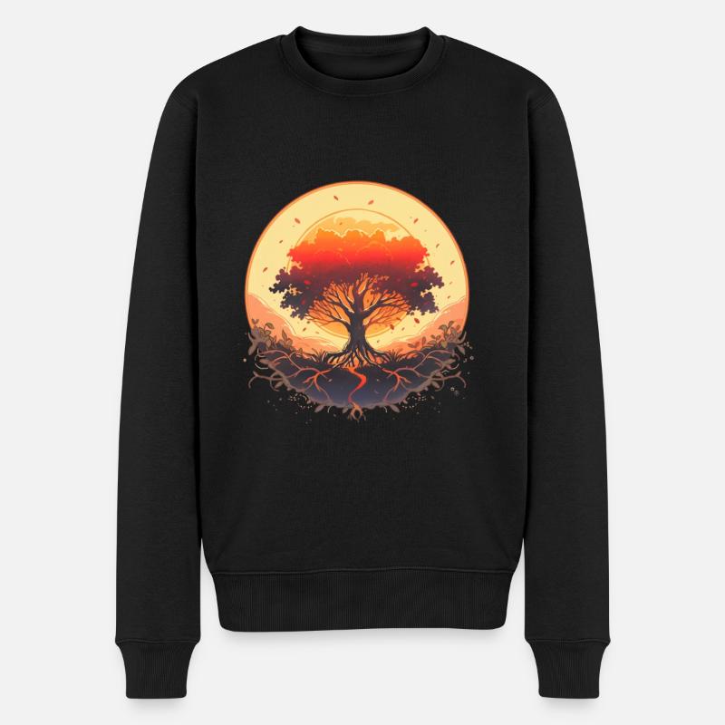 Baum des Lebens Kreislauf der Geburt und Wachstum - Männer Premium Bio Pullover - Schwarz
