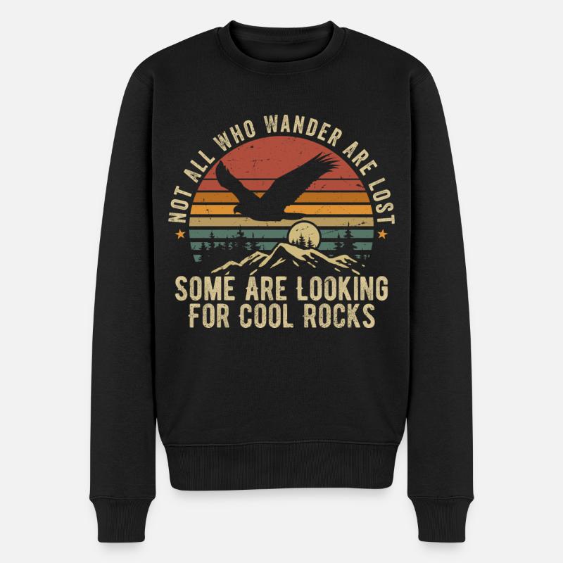 Nicht alle, die wandern, sind verloren - Cool Rocks Design - Männer Premium Bio Pullover - Schwarz
