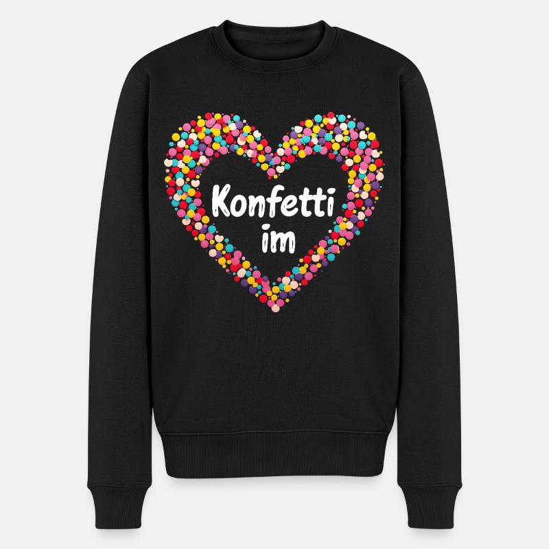Konfetti im Herzen - Männer Premium Bio Pullover - Schwarz