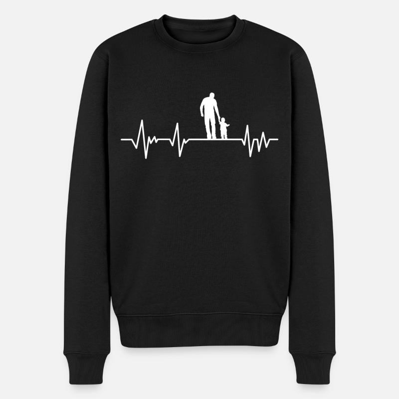 Vater und Sohn Herzschlag Geschenk Papa Sohn - Männer Premium Bio Pullover - Schwarz