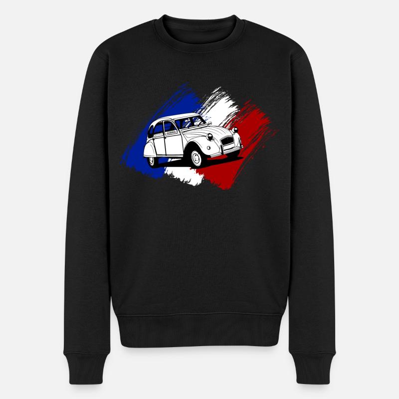Citroën 2CV Duck Fransk Flag - Økologisk premium-sweatshirt til mænd - sort