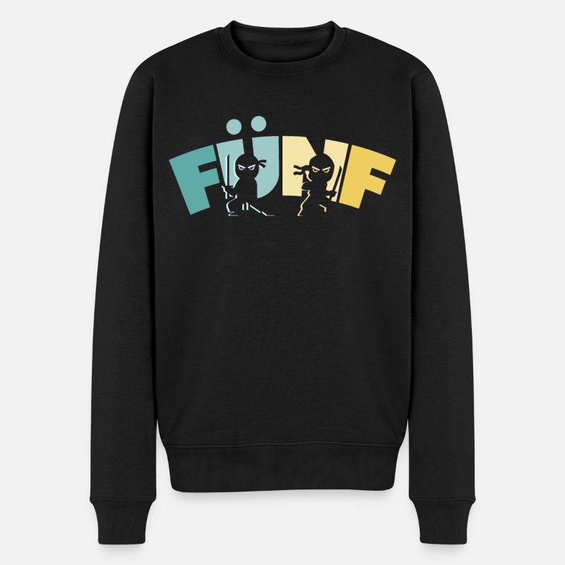 Ninja 5 Jahre Junge 5. Geburtstag - Männer Premium Bio Pullover - Schwarz