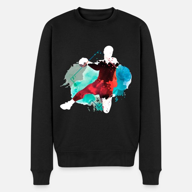 Handball Handballspieler Handballer Splash Bunt - Männer Premium Bio Pullover - Schwarz
