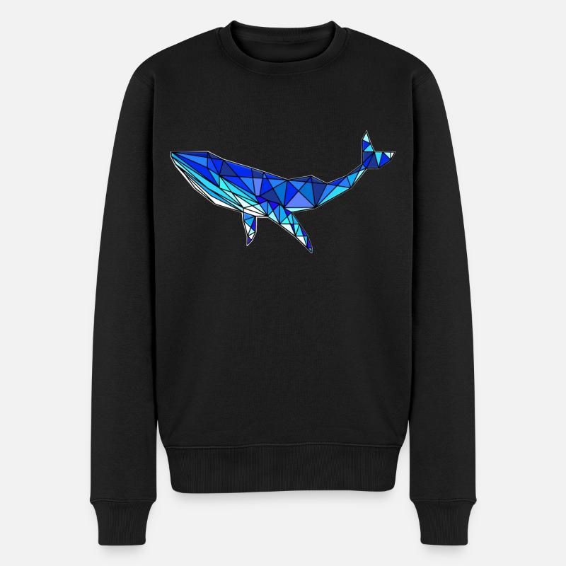 Geometrischer Wal - Abstrakte Meeressäuger - Männer Premium Bio Pullover - Schwarz