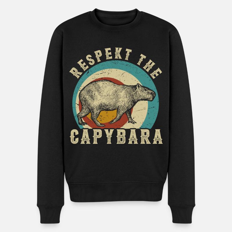 Capybara capybara rétro rongeur animal drôle - Pull Premium bio Homme - noir
