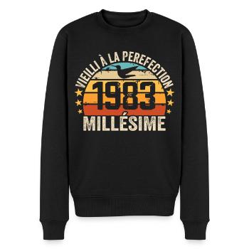 Jahrgang 1983 Retro 1983 Geburtstagsgeschenk - Männer Premium Bio Pullover - Schwarz - Vorne - Nico (187cm)