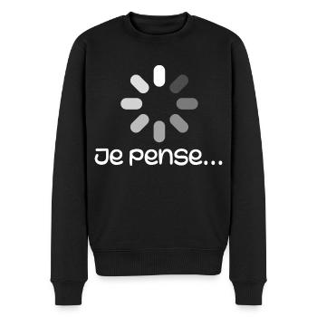 Graphic mot Je pense - Funny - Pull Premium bio Homme - noir - Devant - Nico (187cm)