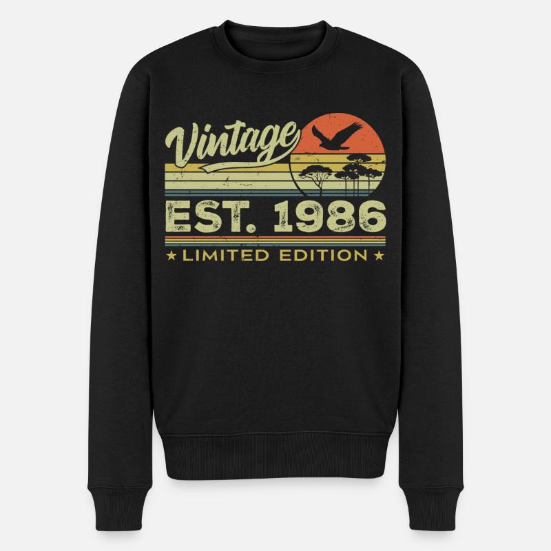 Jahrgang 1986 Genial seit 1986 Retro Geschenk 1986 - Männer Premium Bio Pullover - Schwarz