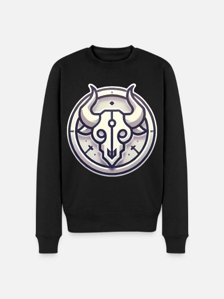 Minimalistisches Bullenschädel-Abzeichen-Design - Männer Premium Bio Pullover - Schwarz