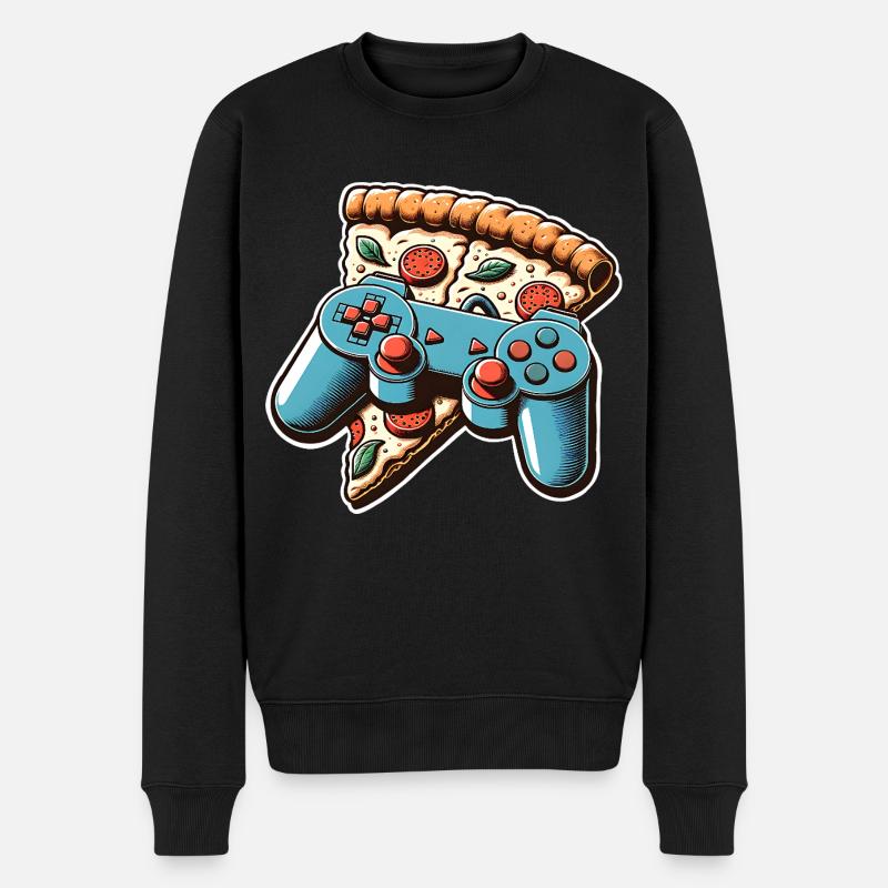 Pizza Gaming Gamer - Männer Premium Bio Pullover - Schwarz