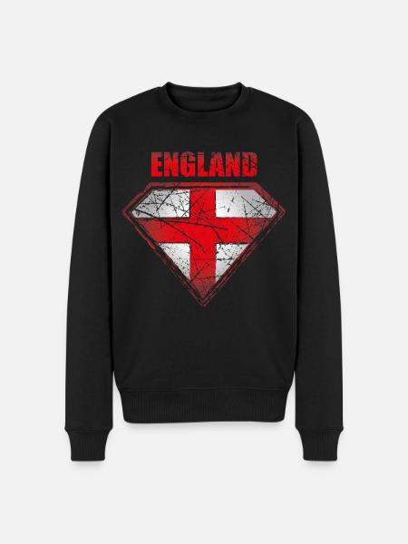 Angleterre Superhero Flag Vintage Rétro Symbole - Pull Premium bio Homme - noir