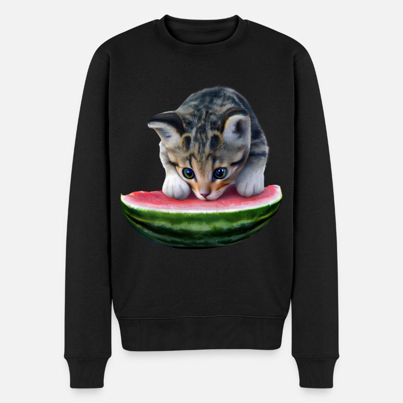 Chat et pastèque - Pull Premium bio Homme - noir