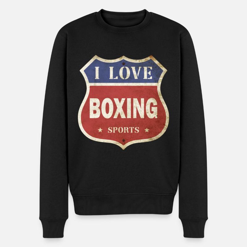 J’adore la boxe boxe boxe match vintage bouclier route - Pull Premium bio Homme - noir