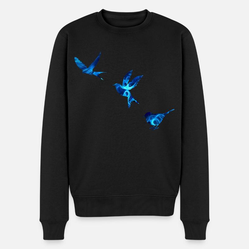 Blaue Vögel - Männer Premium Bio Pullover - Schwarz