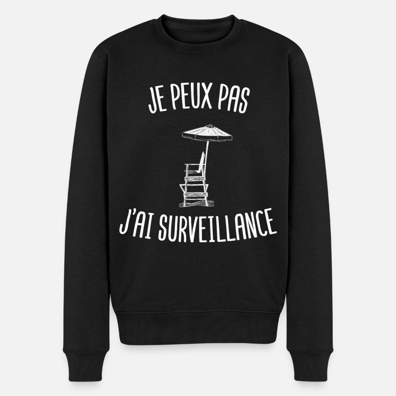 je peux pas j'ai surveillance | sauveteur BNSSA - Pull Premium bio Homme - noir