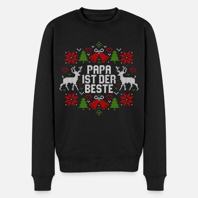 Ugly Christmas - Papa ist der Beste - Weihnachten - Männer Premium Bio Pullover - Schwarz