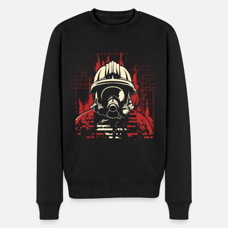 Feuerwehrmann Retro Stil - Männer Premium Bio Pullover - Schwarz