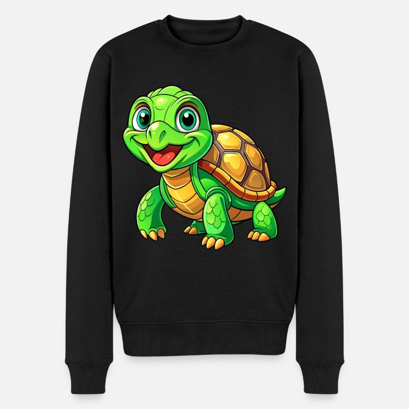 Mega süße Schildkröte - Männer Premium Bio Pullover - Schwarz