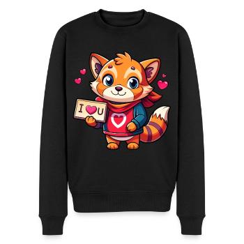 Message d’amour porteur d’animal - Pull Premium bio Homme - noir - Devant - Nico (187cm)