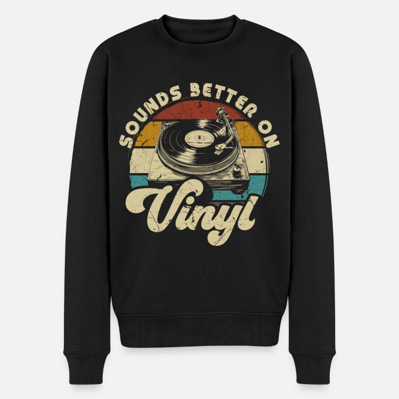 vinyle vinyle musique platine rétro - Pull Premium bio Homme - noir