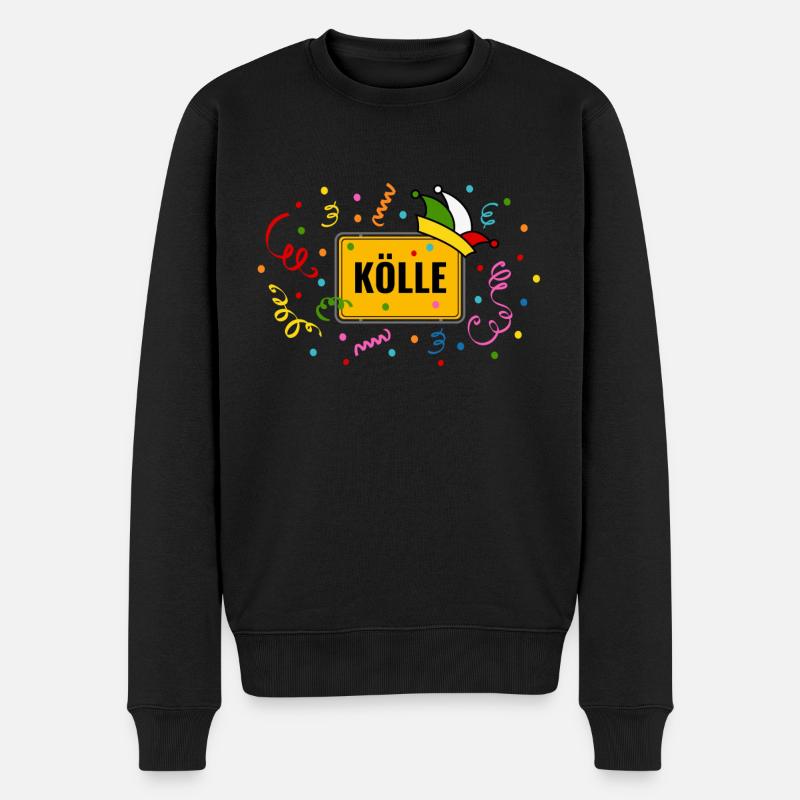 Kölle Karneval Ortsschild Fasching Narrenkappe - Männer Premium Bio Pullover - Schwarz