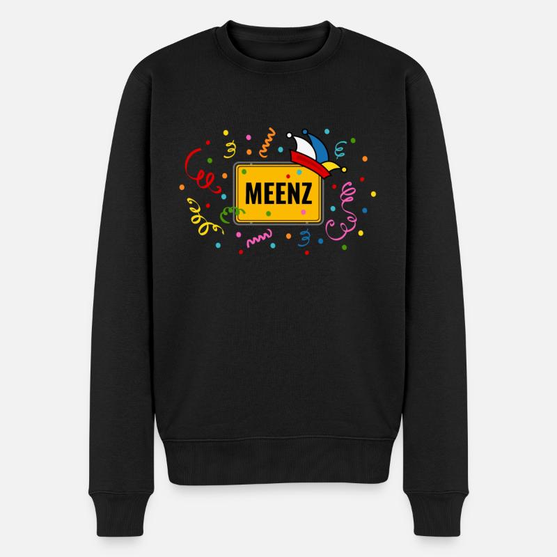 Meenz Fastnacht Fasching Ortsschild Narrenkappe - Männer Premium Bio Pullover - Schwarz