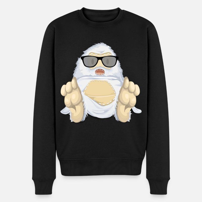 Yeti Schneemensch Bigfoot T-Shirt Geschenkidee - Männer Premium Bio Pullover - Schwarz