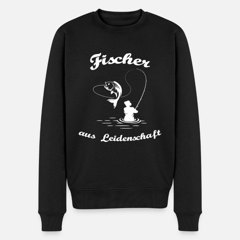 Fischer aus Leidenschaft Angeln Fischen - Männer Premium Bio Pullover - Schwarz