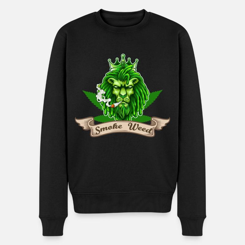 Weed marihuana Gras Rauchen - Männer Premium Bio Pullover - Schwarz